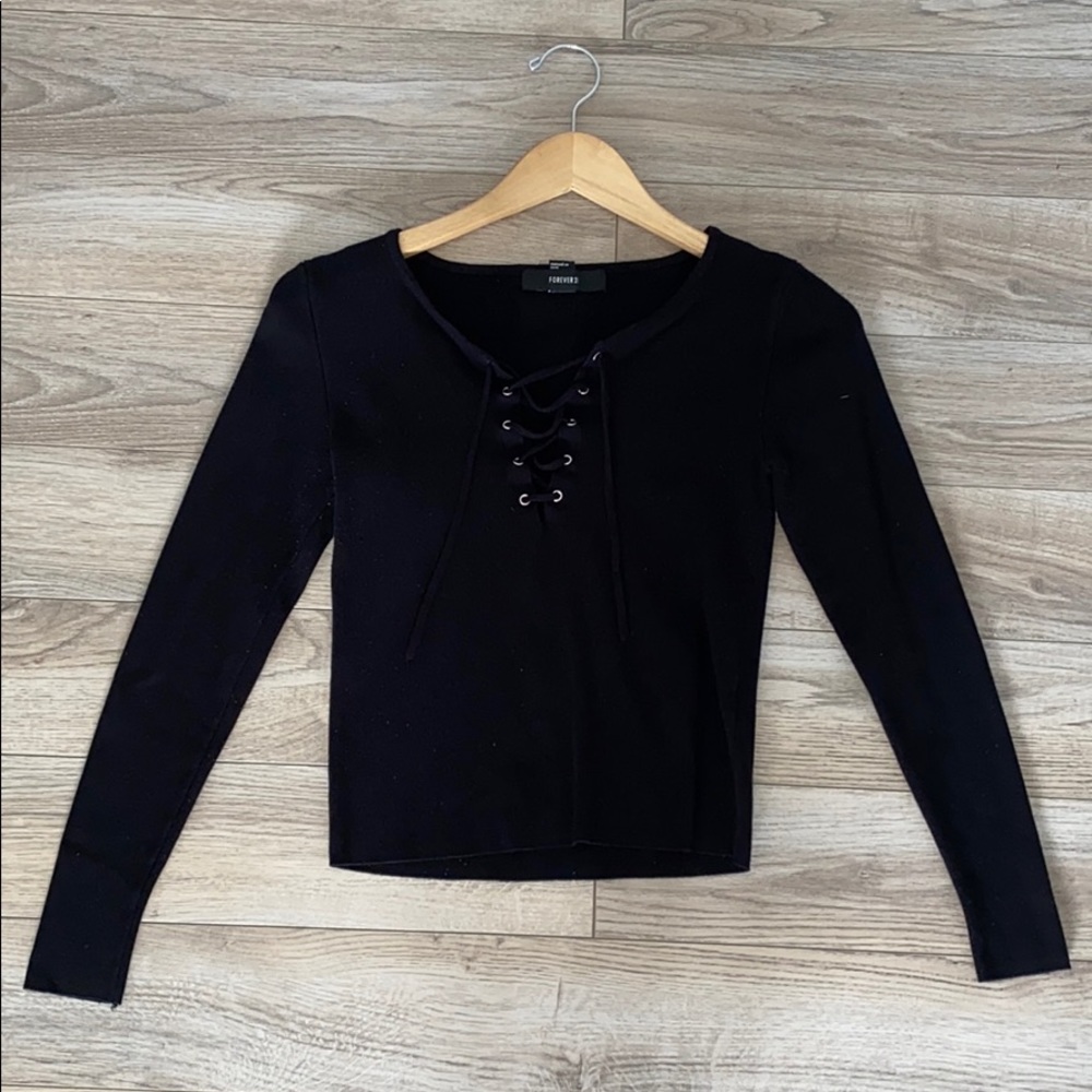 lace up long sleeve shirt
